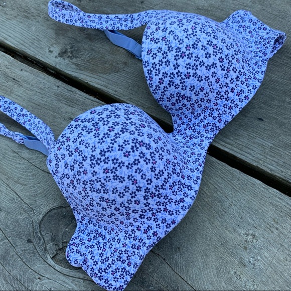 Barely There lightly lined baby blue floral print structured shelf bra - Picture 3 of 6